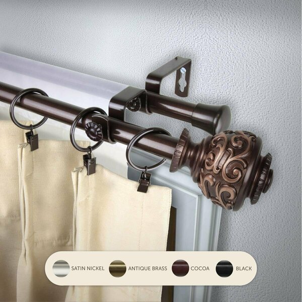 Kd Encimera 0.8125 in. Harmony Double Curtain Rod with 48 to 84 in. Extension, Cocoa KD3733691